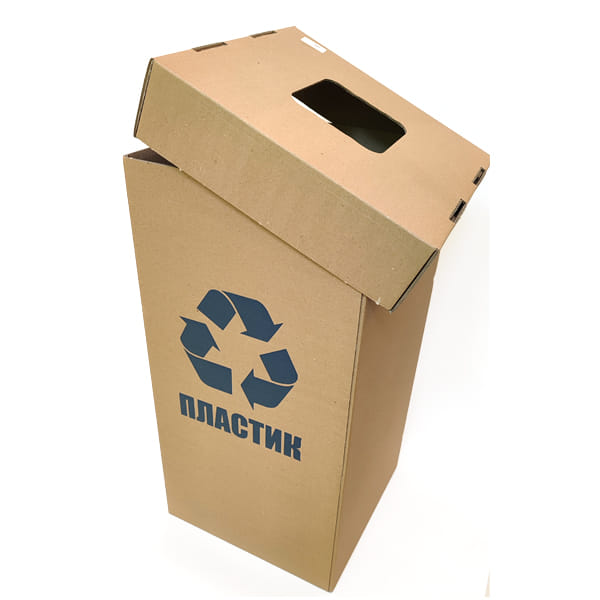 Картонний контейнер для сміття "Пластик" 350x350x700 мм