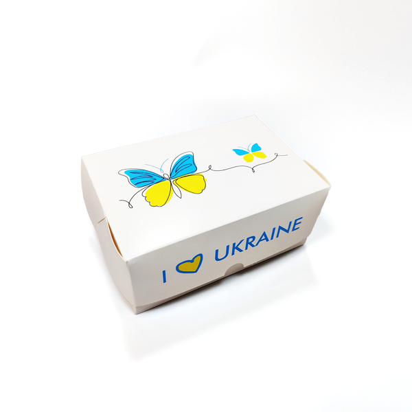 Коробка-контейнер для десертів, з написом "Україна" 180х120х80 мм