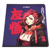 Шкільний зошит 24 арк., клітинка, софт-тач + УФ лак, Kite Anime