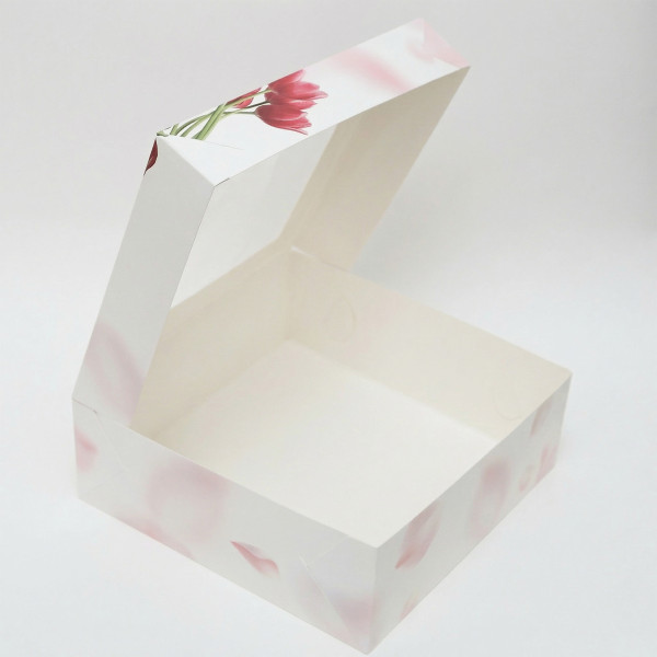 Коробка для торту 253х253х90, тюльпани